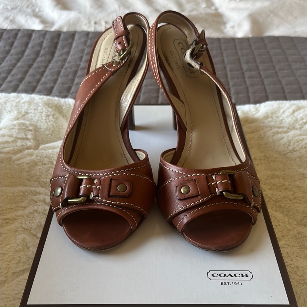 Coach Vivien Brown Leather Heels